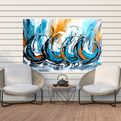 Dynamisch abstract schilderij met kleurcontrast tuinposter