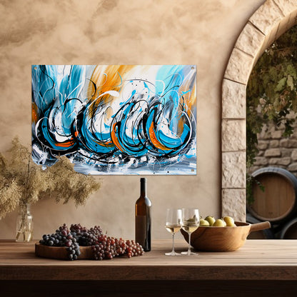 Dynamisch abstract schilderij met kleurcontrast tuinposter