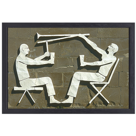 Spelende Trombonist en Relate Toeschouwer canvas met baklijst