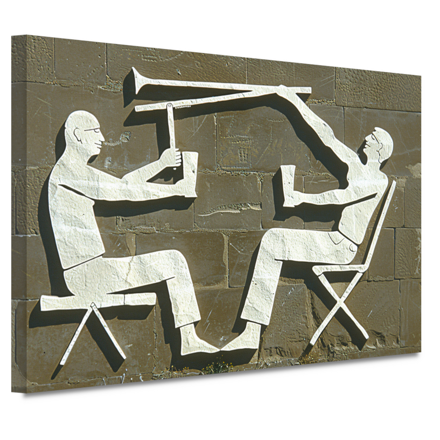 Spelende Trombonist en Relate Toeschouwer canvas