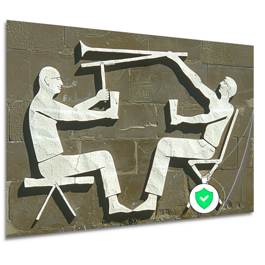 Spelende Trombonist en Relate Toeschouwer poster