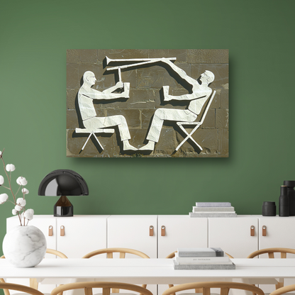 Spelende Trombonist en Relate Toeschouwer canvas met baklijst