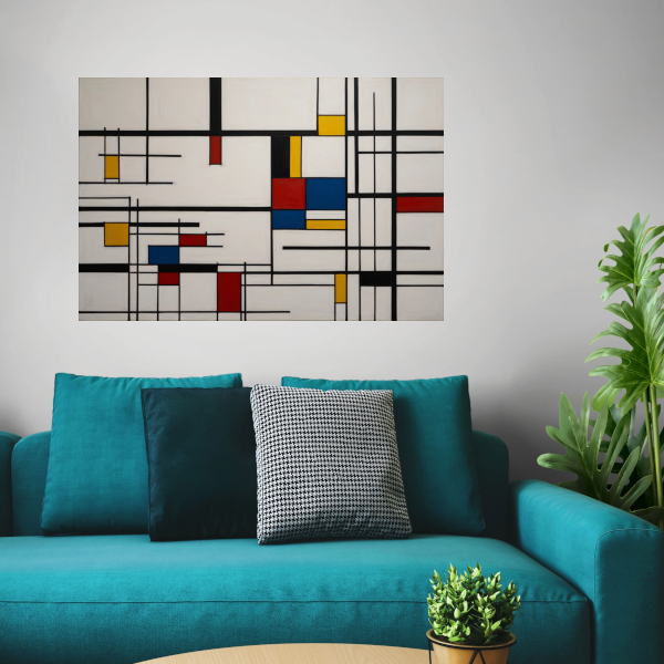 Geometrische Harmonie in Primaire Kleuren poster