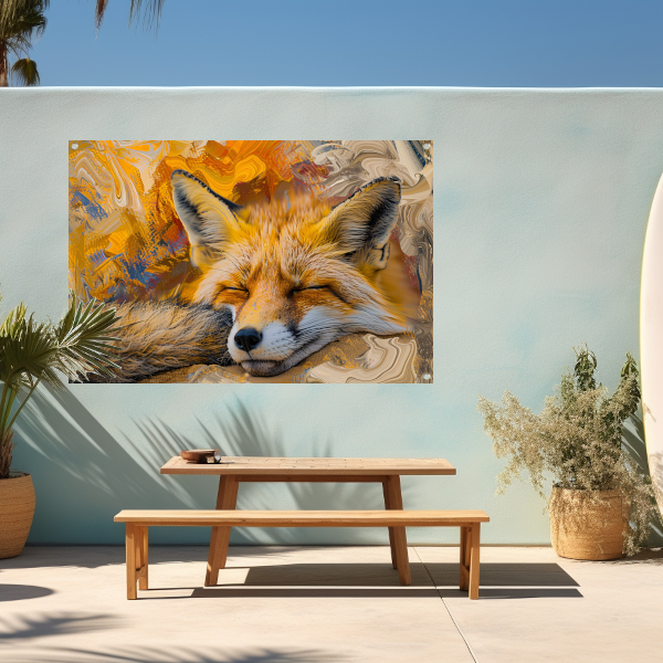 Slapende vos in herfstbos tuinposter