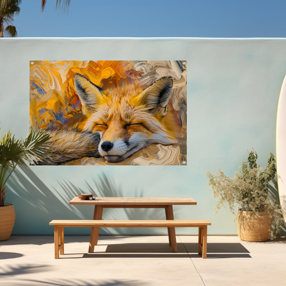 Slapende vos in herfstbos tuinposter