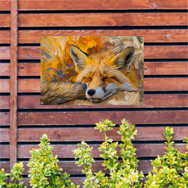 Slapende vos in herfstbos tuinposter