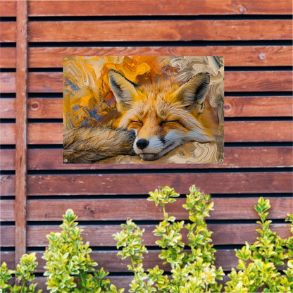 Slapende vos in herfstbos tuinposter