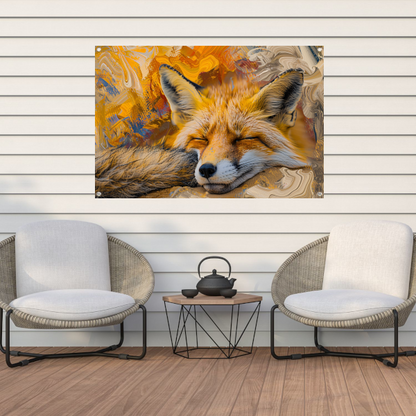 Slapende vos in herfstbos tuinposter