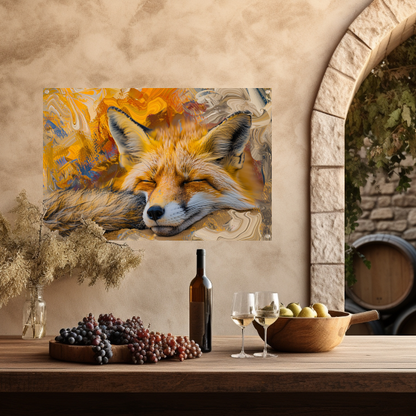 Slapende vos in herfstbos tuinposter