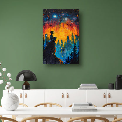Sterrennacht boven Provençaals dorp poster
