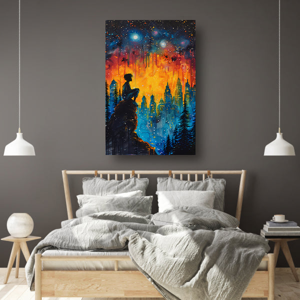Sterrennacht boven Provençaals dorp poster