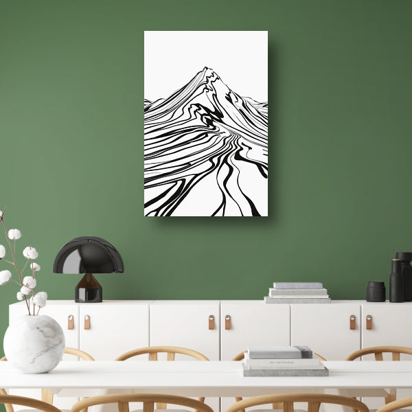 Eenvoudige bergcontouren in zwart en wit poster
