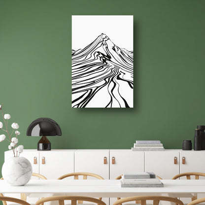 Eenvoudige bergcontouren in zwart en wit poster