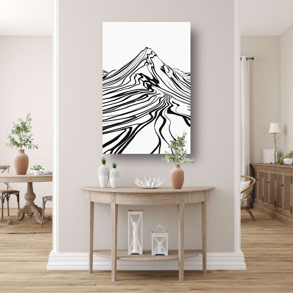 Eenvoudige bergcontouren in zwart en wit poster