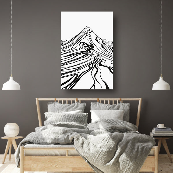 Eenvoudige bergcontouren in zwart en wit poster