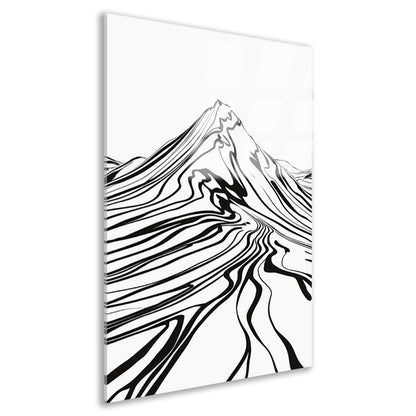 Eenvoudige bergcontouren in zwart en wit acrylglas