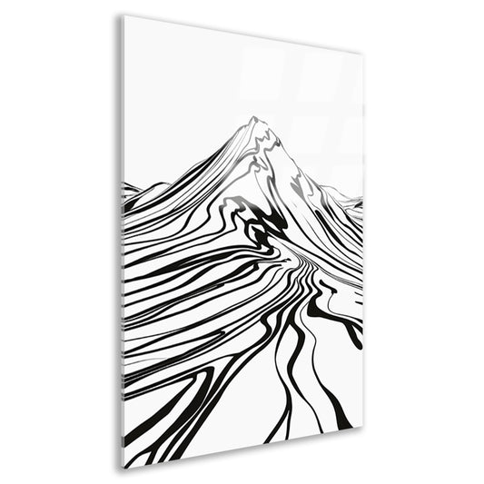 Eenvoudige bergcontouren in zwart en wit acrylglas