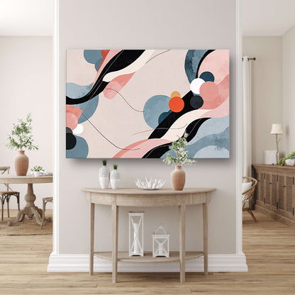 Abstract schilderij in Japandi stijl canvas met baklijst