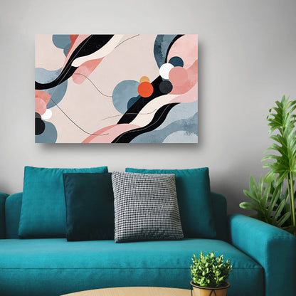 Abstract schilderij in Japandi stijl canvas met baklijst