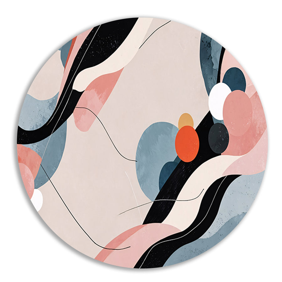 Abstract schilderij in Japandi stijl forex muurcirkel