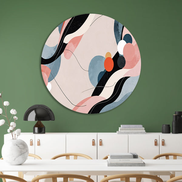 Abstract schilderij in Japandi stijl forex muurcirkel
