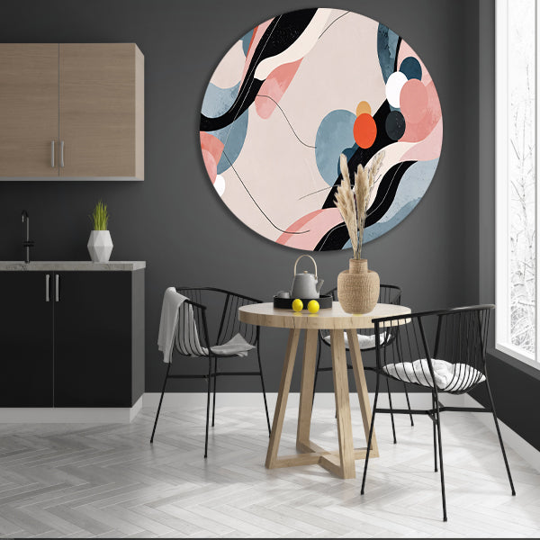 Abstract schilderij in Japandi stijl forex muurcirkel