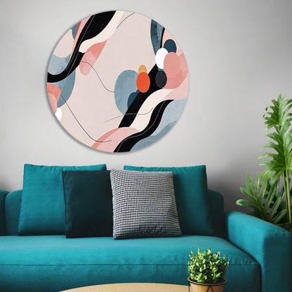 Abstract schilderij in Japandi stijl forex muurcirkel