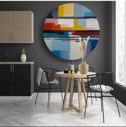 Abstracte Rivier van Kleur in Moderne Stijl aluminium muurcirkel