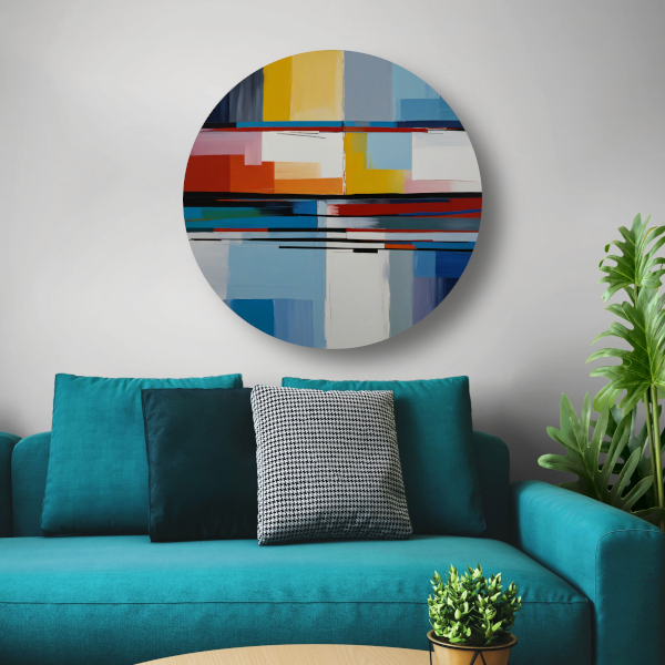 Abstracte Rivier van Kleur in Moderne Stijl aluminium muurcirkel