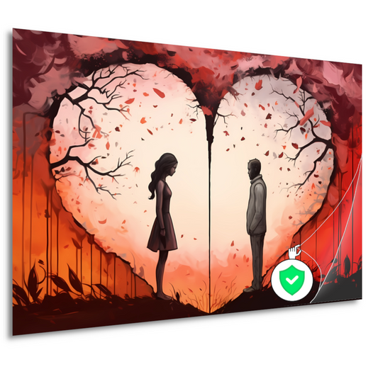 Scheiding door liefde, hartvormige zonsondergang poster