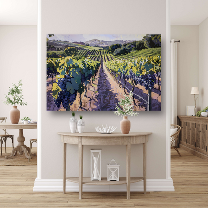 Zomerse wijngaard in volle bloei canvas