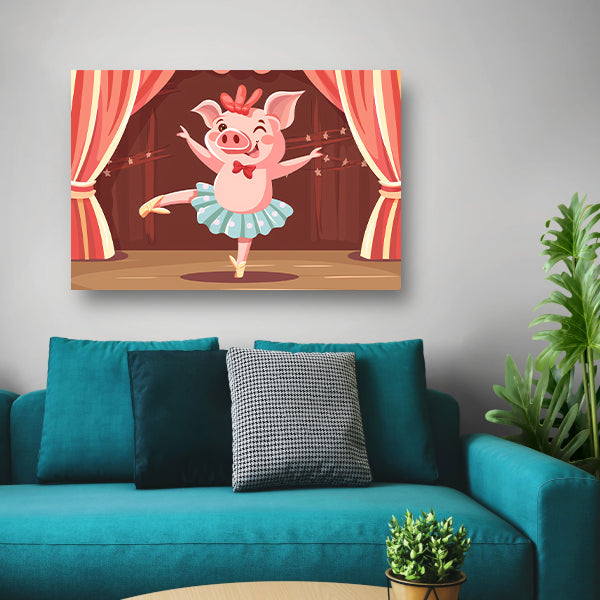Dansend varken in kleurrijke balletkleding acrylglas