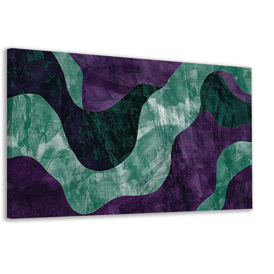 Abstract kunstwerk met paarse en groene lijnen canvas