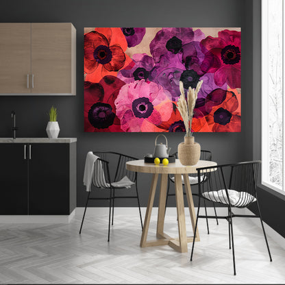 Kleurrijk abstract bloemenveld schilderij acrylglas