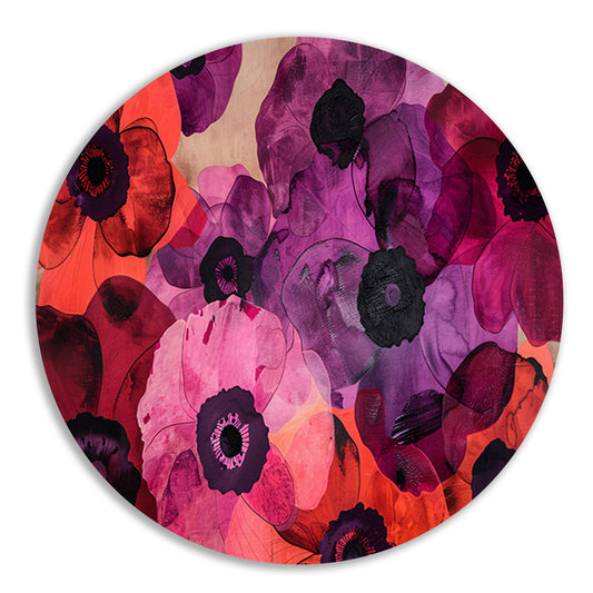 Kleurrijk abstract bloemenveld schilderij forex muurcirkel