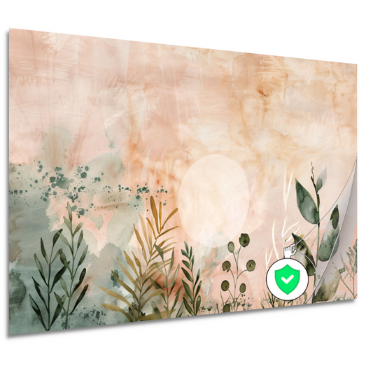 Zonsopkomst in Sepia met Groene Flora poster