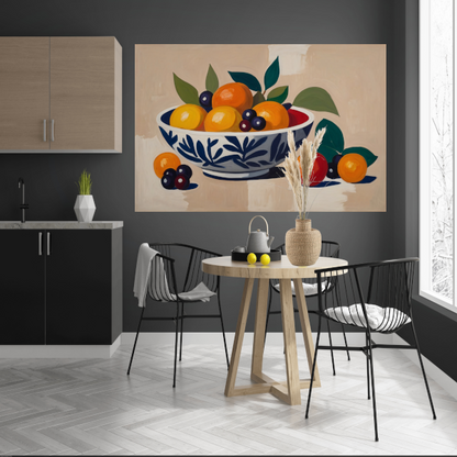 Klassieke Schaal met Rijp Fruit Stilleven canvas met baklijst