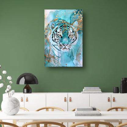 Abstracte tijger in art nouveau ontwerp canvas met baklijst
