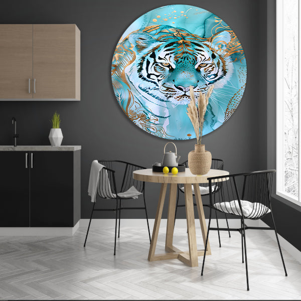 Abstracte tijger in art nouveau ontwerp aluminium muurcirkel