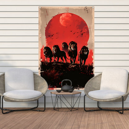 Sterrennacht met Leeuwen tuinposter