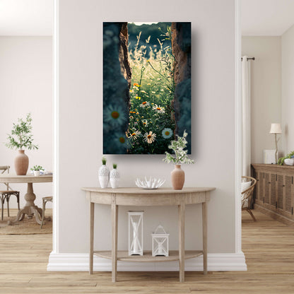 Verborgen Bloementuin Achter Oude Muur canvas