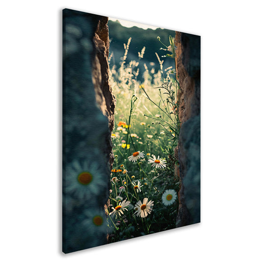 Verborgen Bloementuin Achter Oude Muur canvas