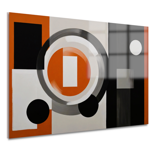 Minimalistische Harmonie in Oranje en Grijs acrylglas