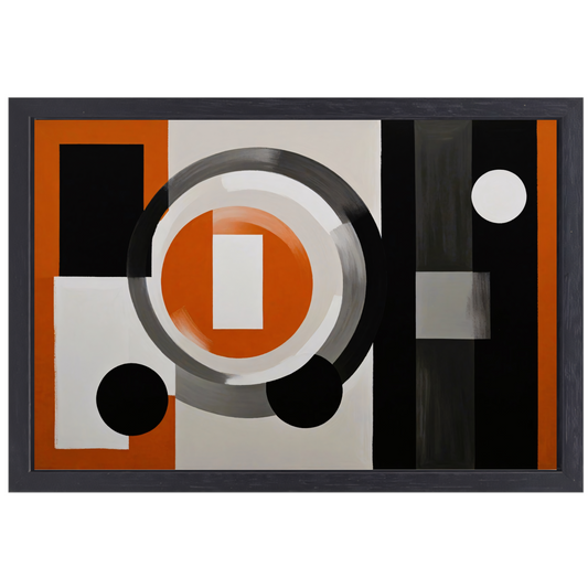 Minimalistische Harmonie in Oranje en Grijs canvas met baklijst