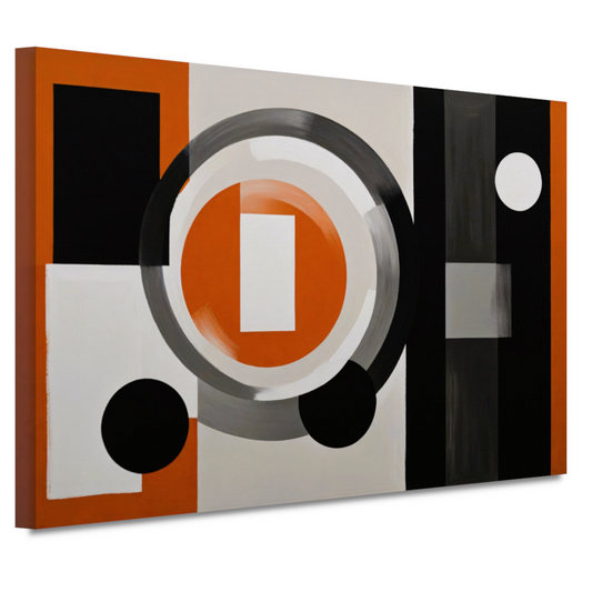 Minimalistische Harmonie in Oranje en Grijs canvas