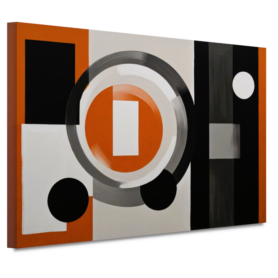 Minimalistische Harmonie in Oranje en Grijs canvas