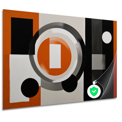 Minimalistische Harmonie in Oranje en Grijs poster