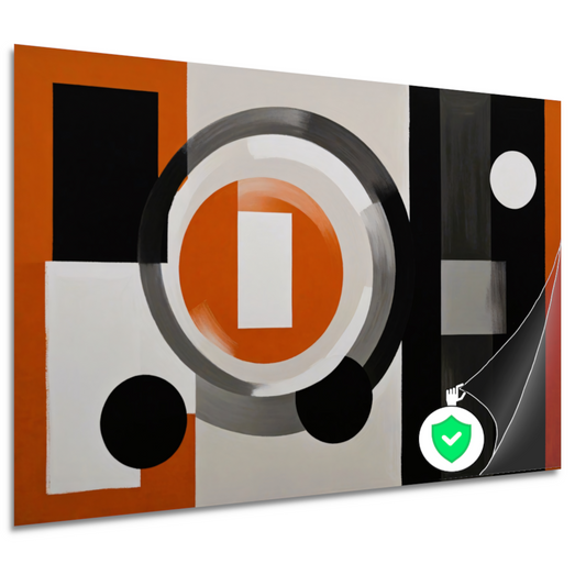 Minimalistische Harmonie in Oranje en Grijs poster
