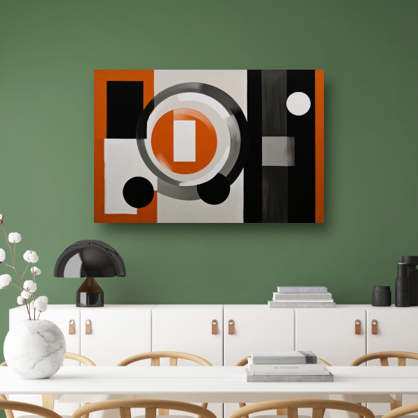 Minimalistische Harmonie in Oranje en Grijs poster