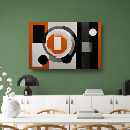 Minimalistische Harmonie in Oranje en Grijs poster